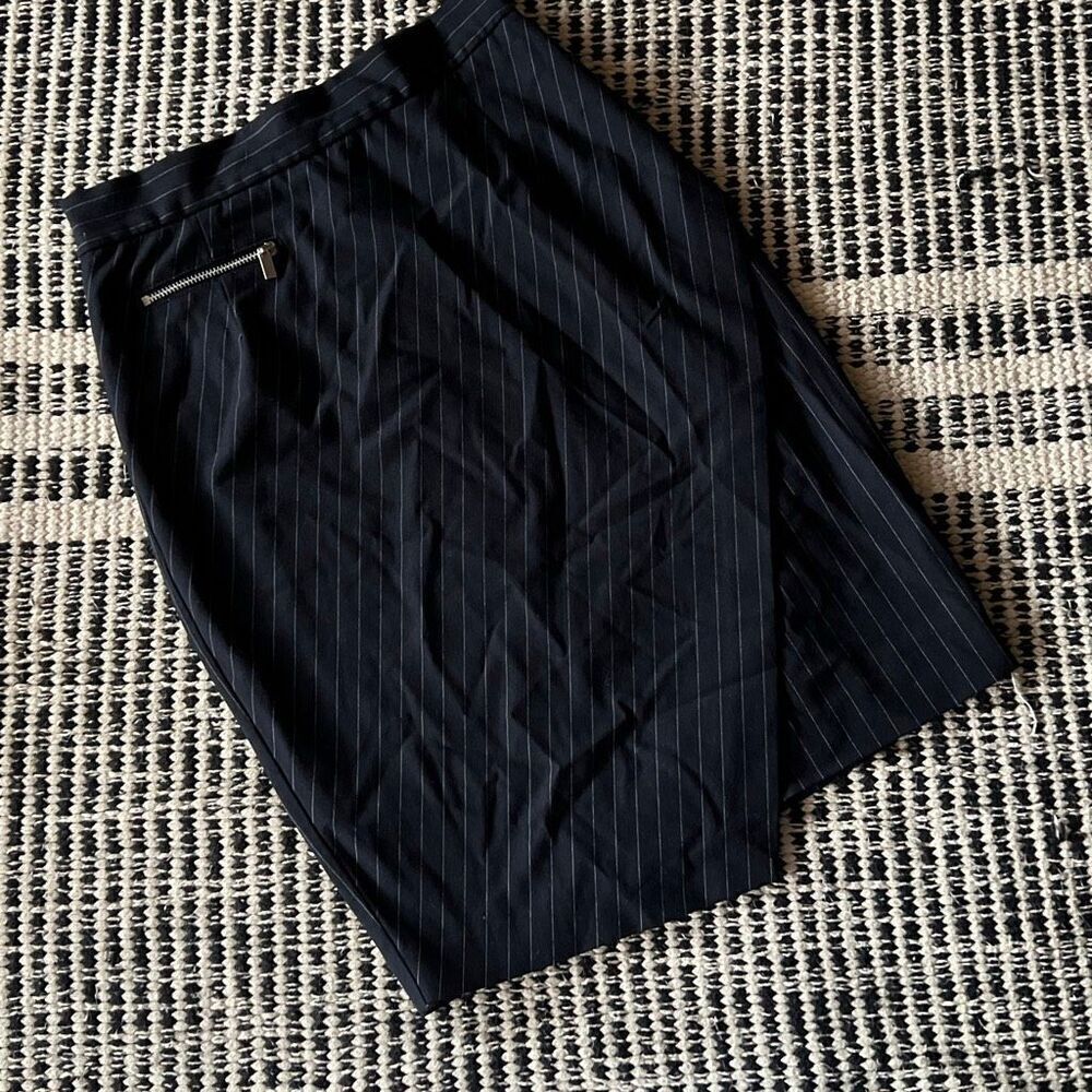 H&M Size 4 Blue striped Asymmetrical Hem Pencil skirt